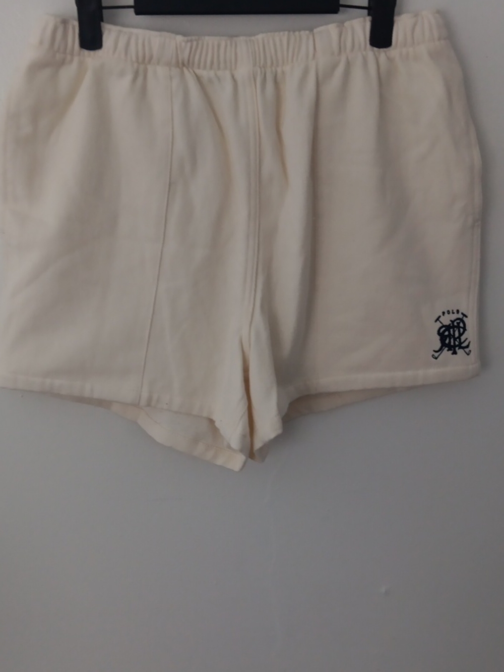 Ralph Lauren Vintage Cream Drawstring Shorts with Embroidered Logo #3838